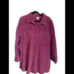 Romano’s Corduroy Overshirt / Shacket 1X Deep Berry Pink Cotton